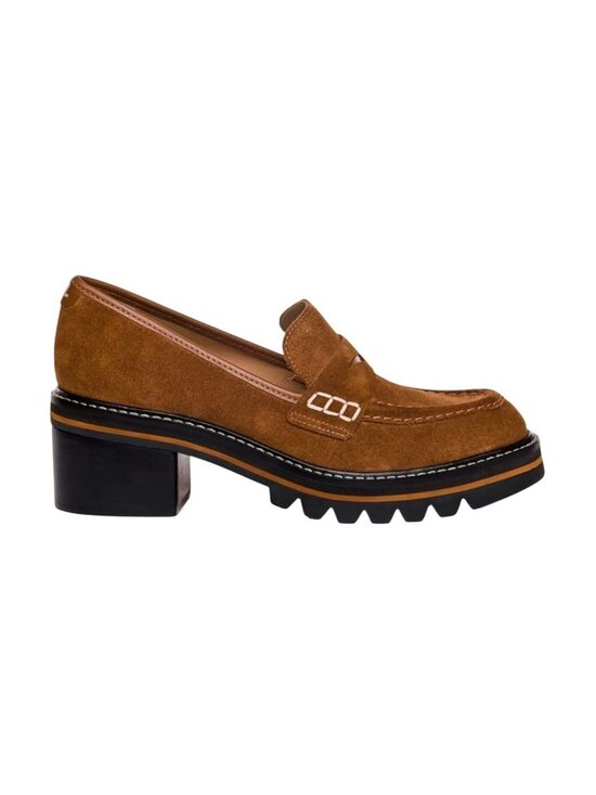 Bernardo Shoes - Bernardo Selma Suede Slip On Penny Loafers Womens 10M Cognac Brown
